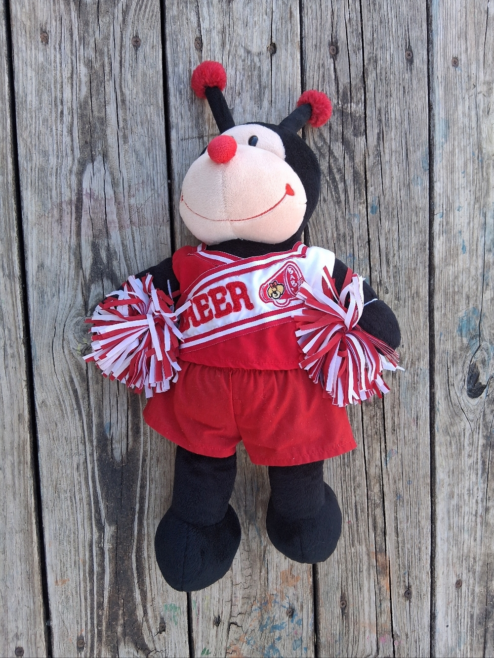 Build-A-Bear Ladybug Cheerleader Plush Red White BAB Stuffed Animal